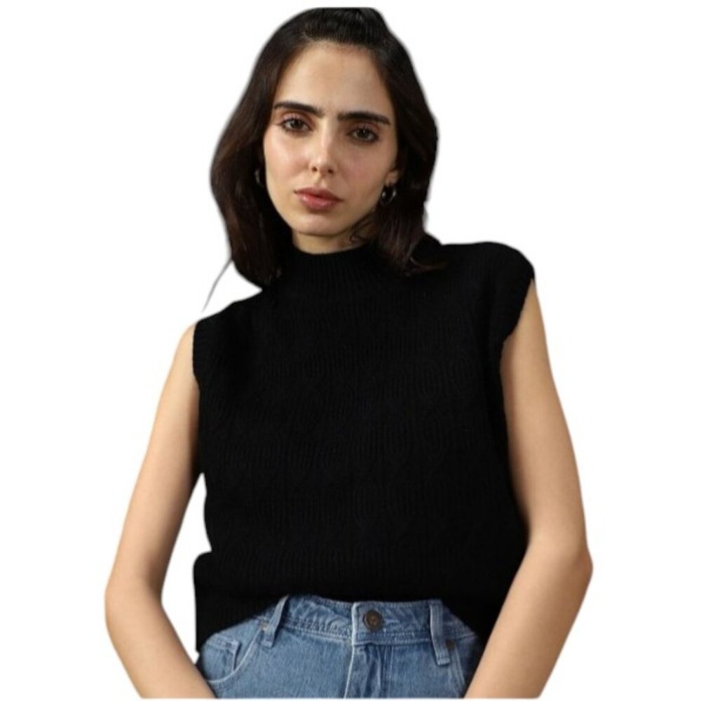 Twik exclusive for Simons black high neck sleeveless sweater vest size M - Picture 2 of 6